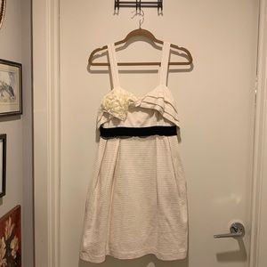 Anthropologie Deletta waffle knit cream and black dress. With pockets!! Size M